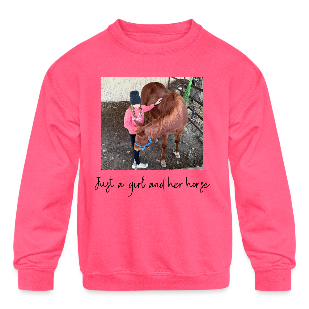 Kids' Crewneck Sweatshirt - neon pink