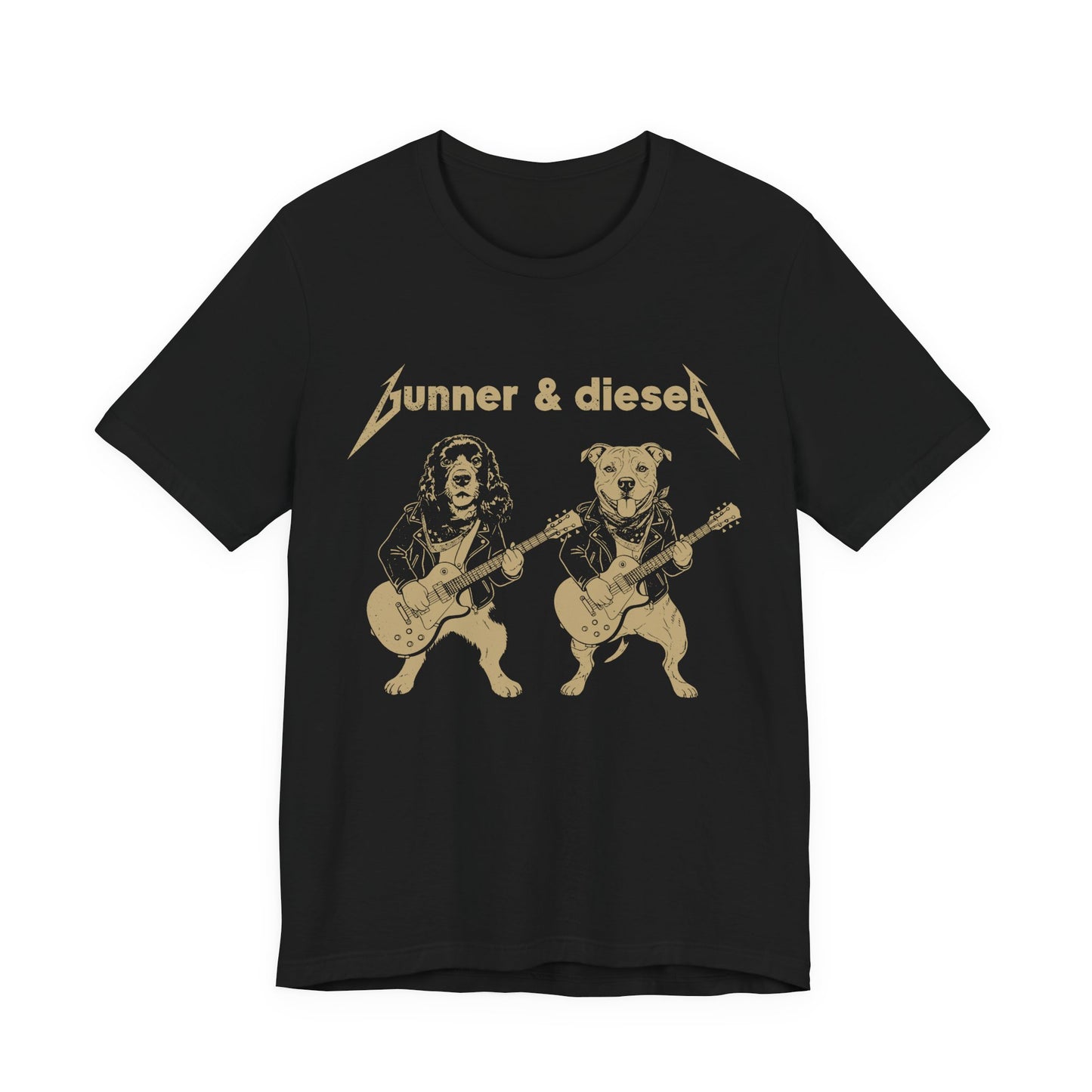 Rock Dog Duo T-Shirt — "Bunner & Diesel" Vintage Guitar Band Tee