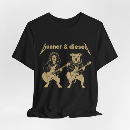 Rock Dog Duo T-Shirt — "Bunner & Diesel" Vintage Guitar Band Tee