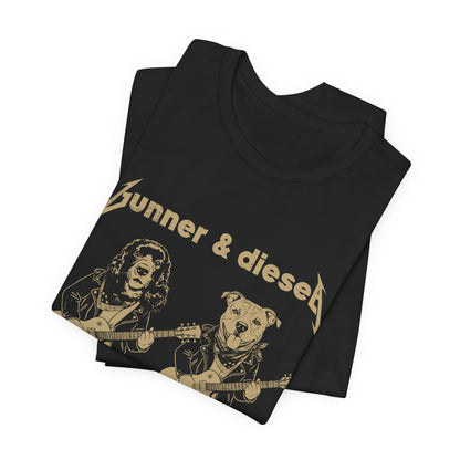 Rock Dog Duo T-Shirt — "Bunner & Diesel" Vintage Guitar Band Tee