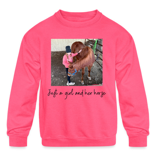 Kids' Crewneck Sweatshirt - neon pink