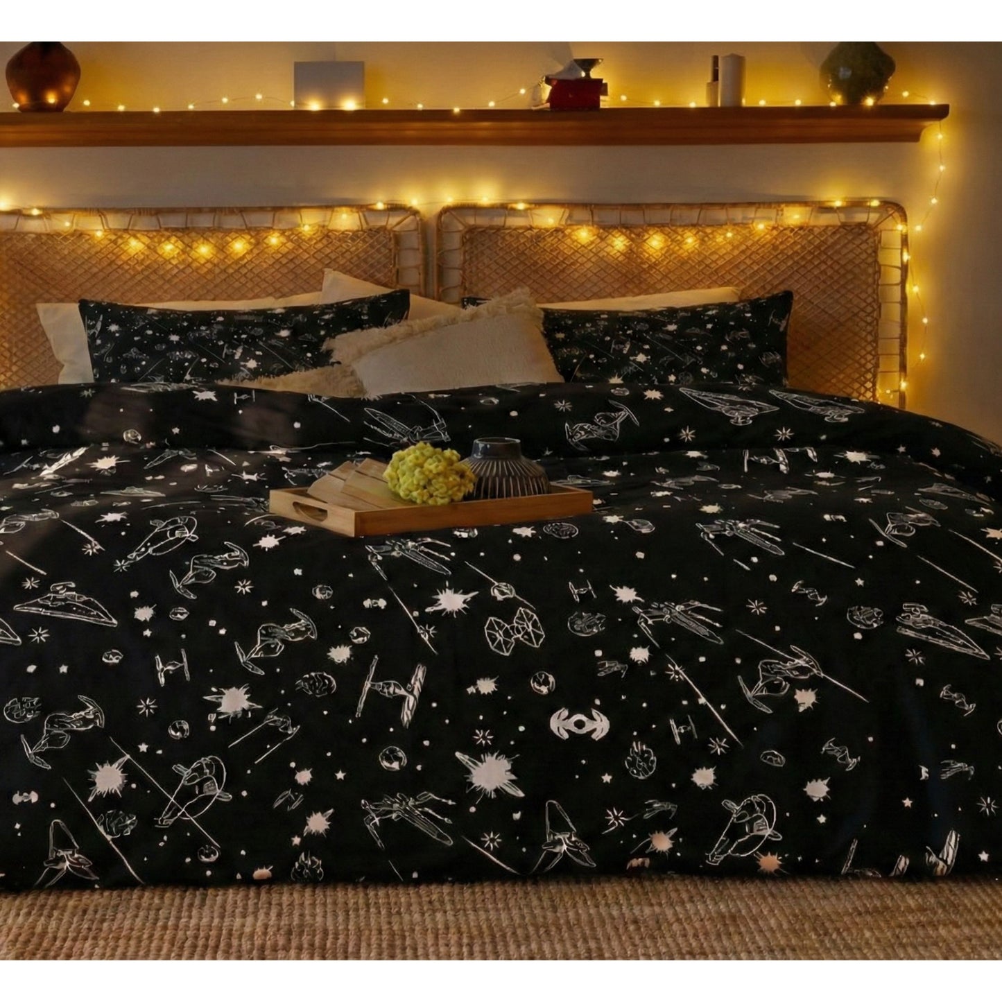 Star Duvet Cover Set with 2 Pillowcases + Free Fairy Lights – Ultimate Space Bedding