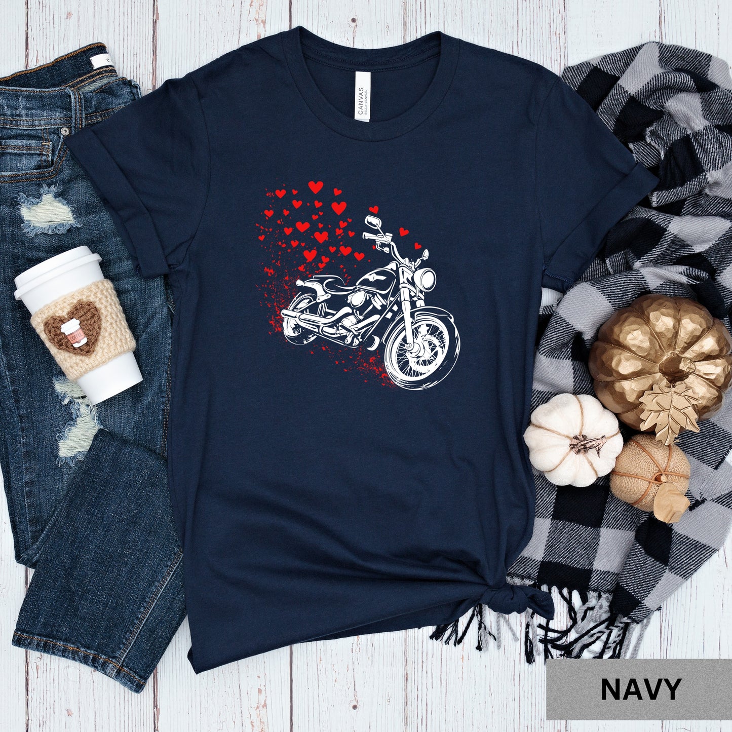Valentine's Day Motorcycle Biker Heart Shirt
