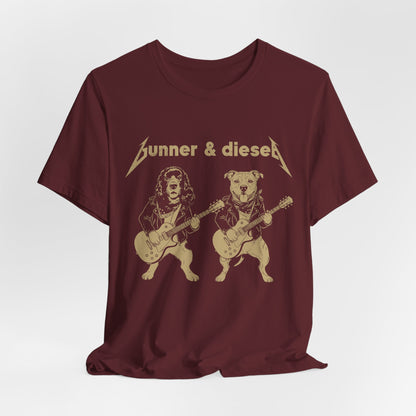 Rock Dog Duo T-Shirt — "Bunner & Diesel" Vintage Guitar Band Tee