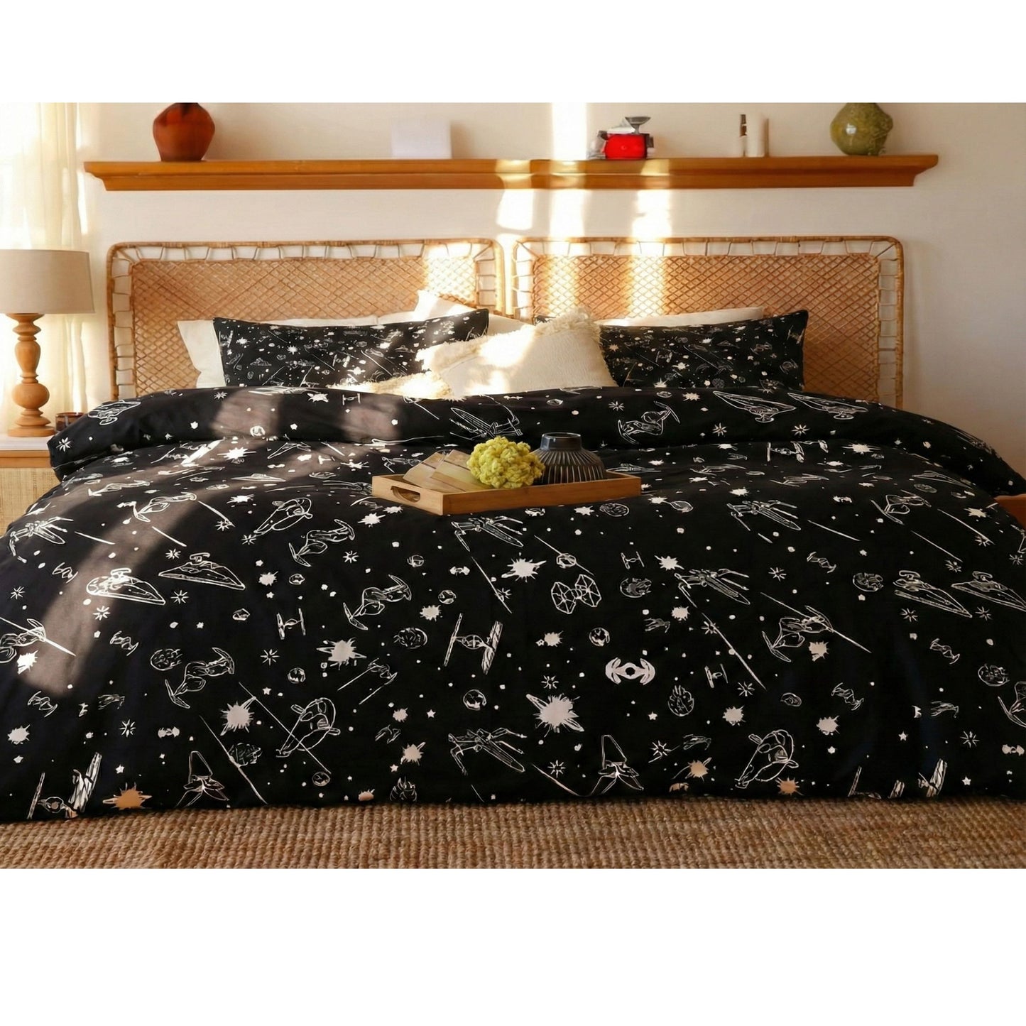 Star Duvet Cover Set with 2 Pillowcases + Free Fairy Lights – Ultimate Space Bedding