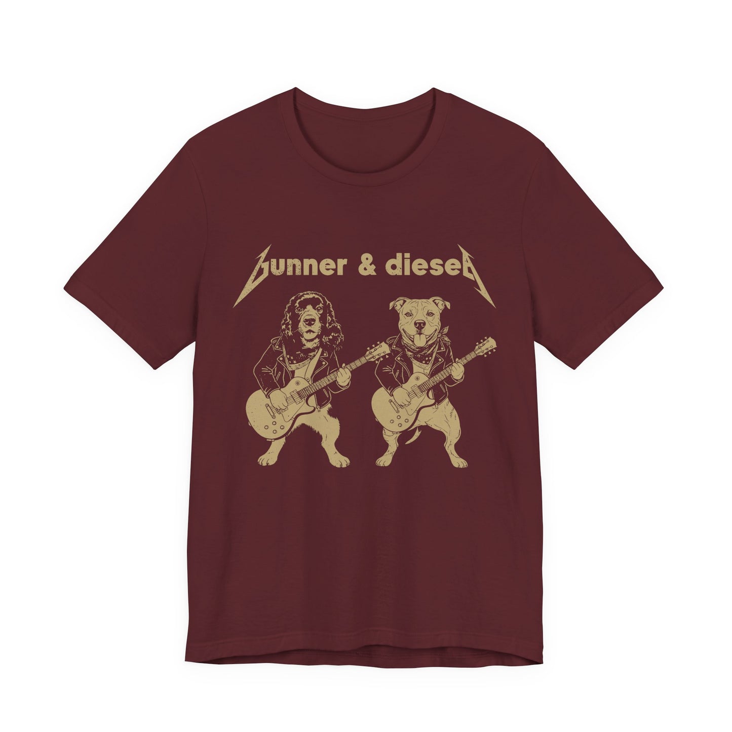 Rock Dog Duo T-Shirt — "Bunner & Diesel" Vintage Guitar Band Tee