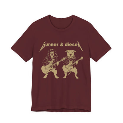 Rock Dog Duo T-Shirt — "Bunner & Diesel" Vintage Guitar Band Tee