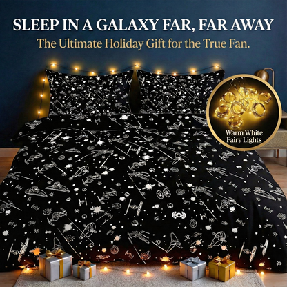 Star Duvet Cover Set with 2 Pillowcases + Free Fairy Lights – Ultimate Space Bedding