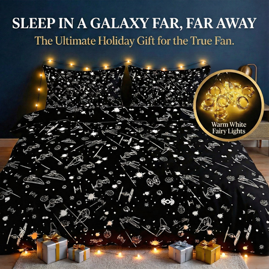 Star Duvet Cover Set with 2 Pillowcases + Free Fairy Lights – Ultimate Space Bedding