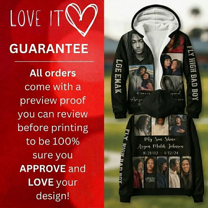 Custom Memorial Hoodie & Bomber Jacket – Personalized Photo Collage Tribute Gift