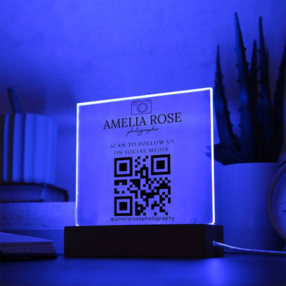 Stunning LED Personalized QR Code Acrylic Base, Custom Acrylic Base, Custom Signs