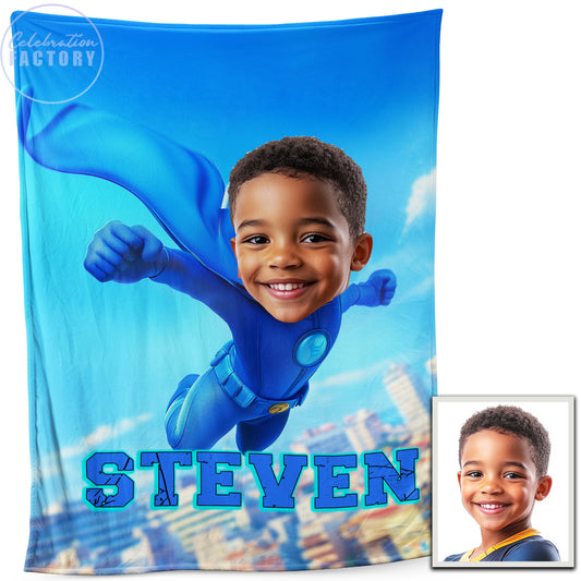 Custom Kids Superhero Blanket – Add Any Hero and Personalized Name