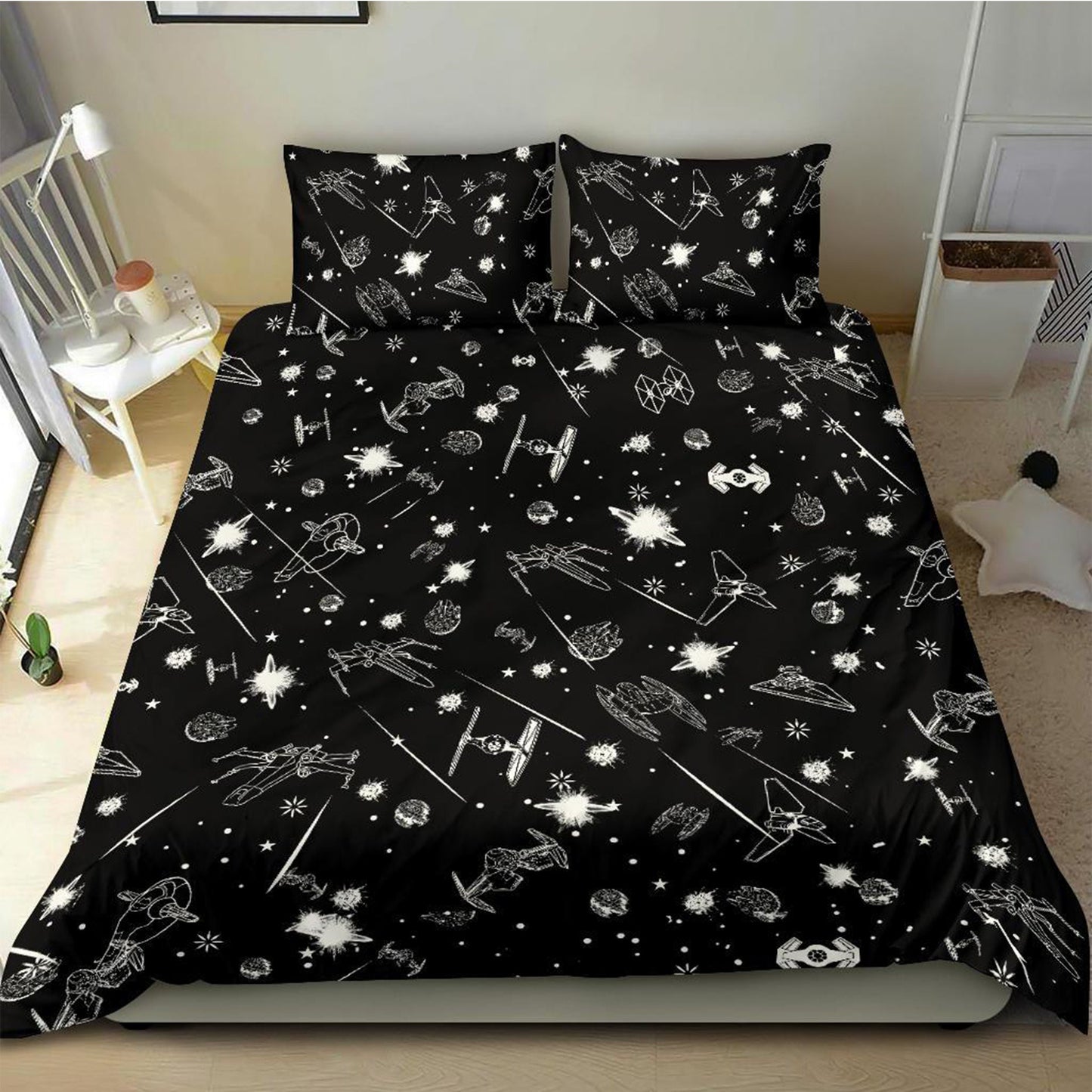 Star Duvet Cover Set with 2 Pillowcases + Free Fairy Lights – Ultimate Space Bedding