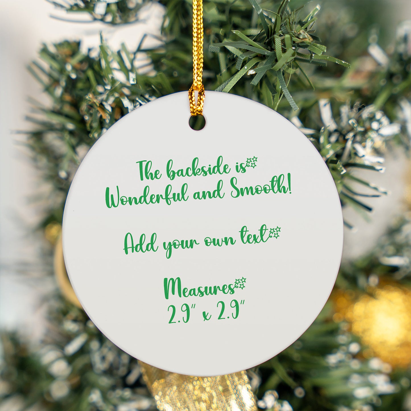 Custom Christmas 2023 Ornament, 2-Sided Add Your Own Text, Christmas Decoration, Holiday Gift Idea, Round Ceramic, Gift Exchange, Xmas Tree