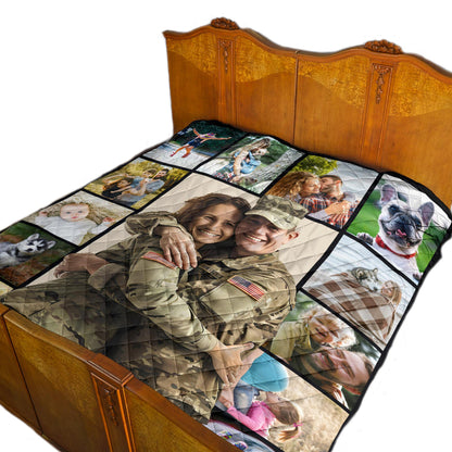 Custom Photo Quilt, Army Gift, Military Blanket,Sports Quilt,Dog Mom,Dog Lover,Gift For Dog Mom,Quilt Blanket,Custom Quilt,Personalized