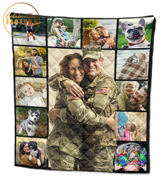 Custom Photo Quilt, Army Gift, Military Blanket,Sports Quilt,Dog Mom,Dog Lover,Gift For Dog Mom,Quilt Blanket,Custom Quilt,Personalized