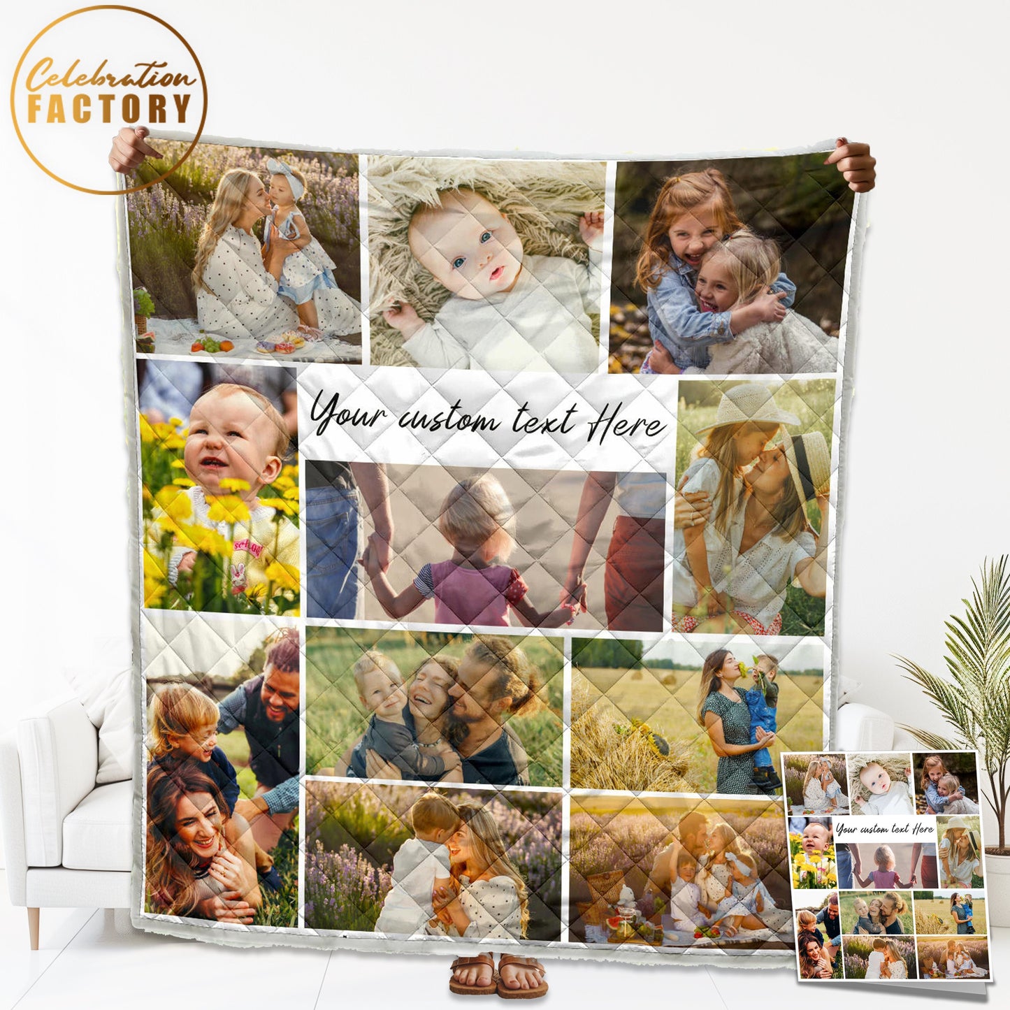 Custom Photo Quilt And Greeting Card Pack, Photo Quilt, Family Quilt, Family Blanket, Gift For Dog Mom,Quilt Blanket,Custom Name Quilt,