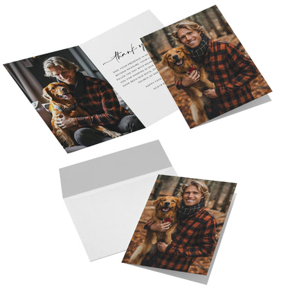 Personalized Photo Woven Cotton Throw Blanket - Made in The USA + Matching Greeting Card Pack, Add Your Own Design, Custom Throw