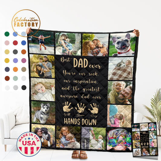 Custom Photo Quilt And Greeting Card Pack, Photo Quilt, Family Quilt, Family Blanket, Gift For Dog Mom,Quilt Blanket,Custom Name Quilt,