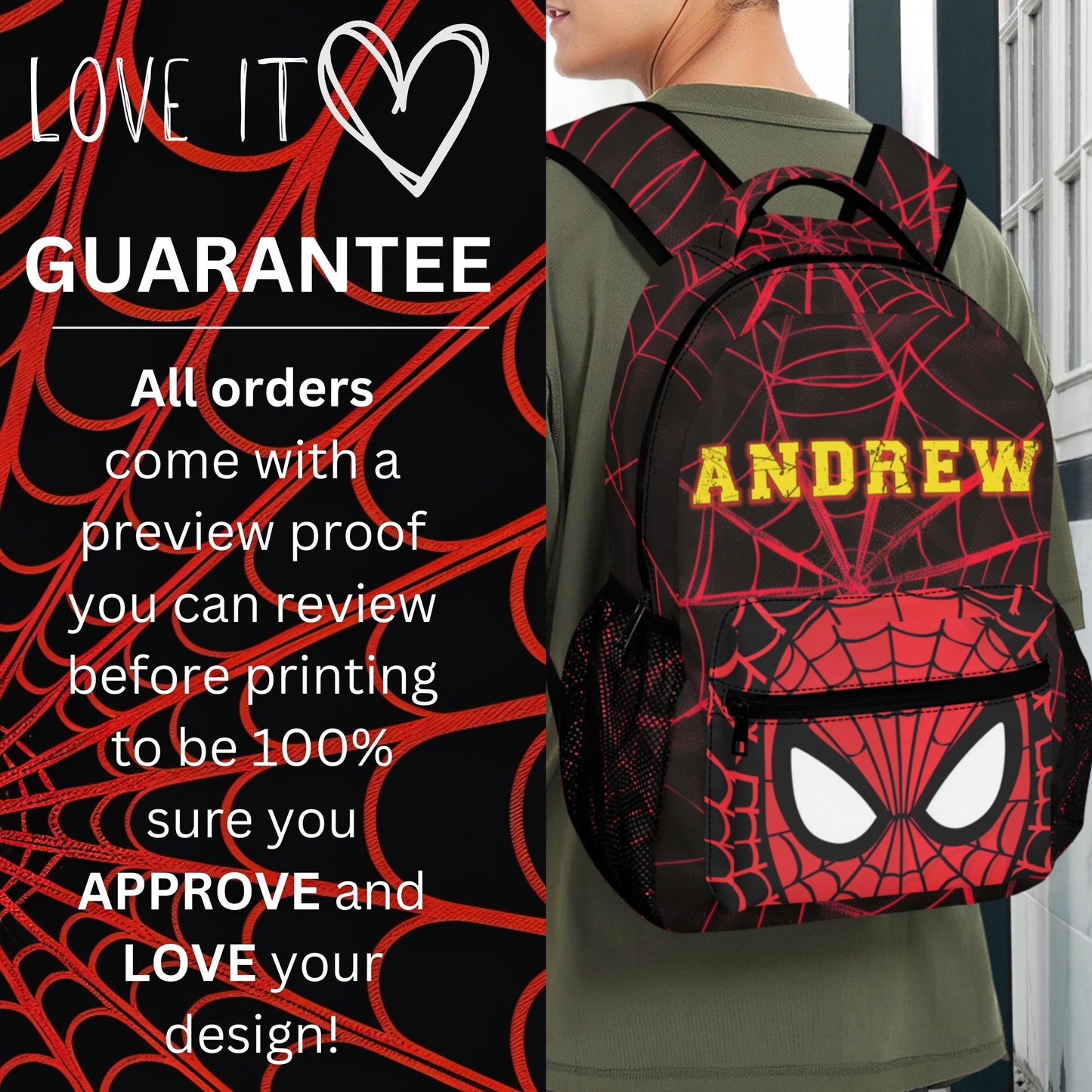 Kids Superhero Custom Name Kids Canvas Backpack, Custom Baby Backpack, Monogram Youth Backpacks, Preschool Book Bag, Cute School Bookbag,