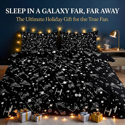 Star Duvet Cover Set with 2 Pillowcases + Free Fairy Lights – Ultimate Space Bedding
