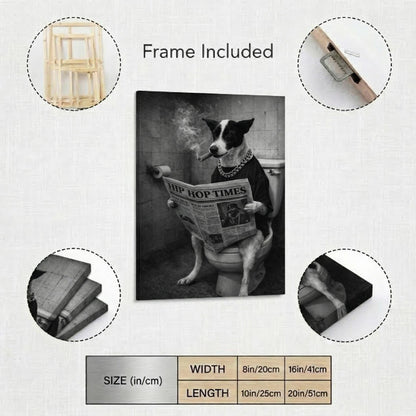 Rap Star Dog Cat Portrait, 90s Hip Hop Canvas, Framed Poster, Funny Retro Pet Gift