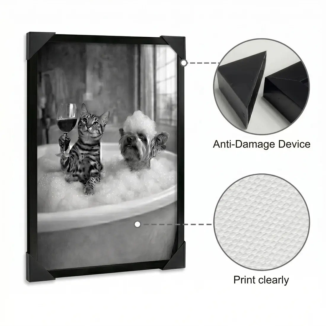 Custom Pet Bathroom Portrait (1–3 Pets) – Funny Dog & Cat Wall Art Canvas or Poster