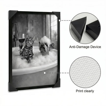 Custom Pet Bathroom Portrait (1–3 Pets) – Funny Dog & Cat Wall Art Canvas or Poster