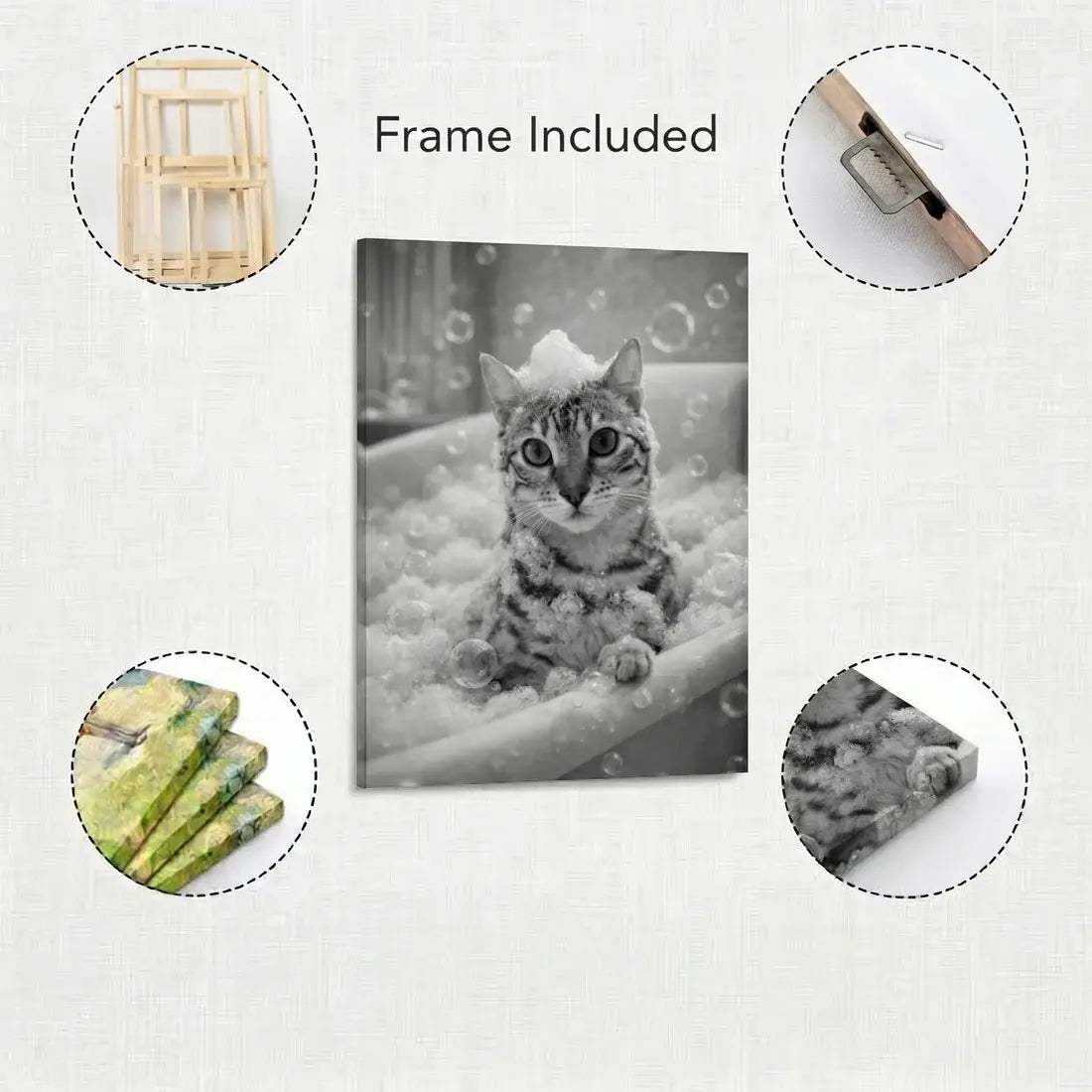 Custom Pet Bathroom Portrait (1–3 Pets) – Funny Dog & Cat Wall Art Canvas or Poster