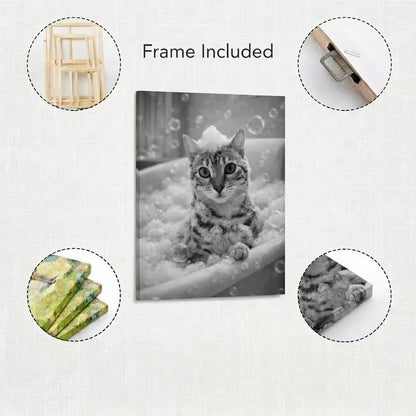 Custom Pet Bathroom Portrait (1–3 Pets) – Funny Dog & Cat Wall Art Canvas or Poster