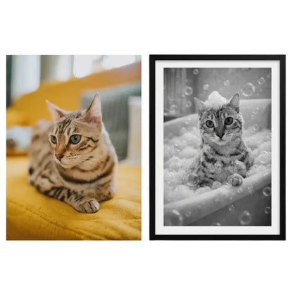 Custom Pet Bathroom Portrait (1–3 Pets) – Funny Dog & Cat Wall Art Canvas or Poster