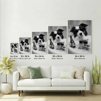 Custom Pet Bathroom Portrait (1–3 Pets) – Funny Dog & Cat Wall Art Canvas or Poster