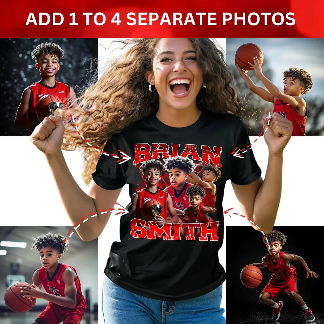 Celebrate Your Athlete | Custom Shirt Featuring Your Athlete’s Photos, Name & Team Colors
