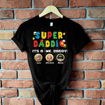 Custom Super Daddio Game Shirt For Dads, Add 1 To 6 Child photos, Father's Day Shirt, Dad Tee, Dad Gift