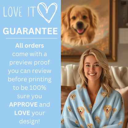 Custom Pet Face Bathrobe – Personalized Robe with Dog, Cat or Human Faces | Any Color | Gift for Pet Lovers