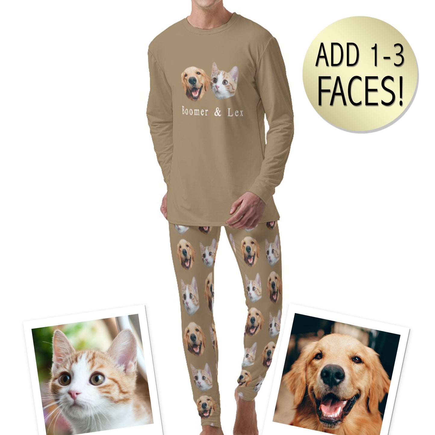 Custom Pet Face Pajama Sets - All Over Print Family PJs