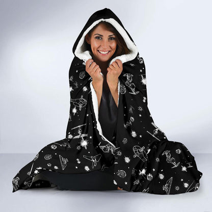 Sherpa Hooded Star Blanket – Wearable Cozy Fleece Hood With Mittens 60 x 80