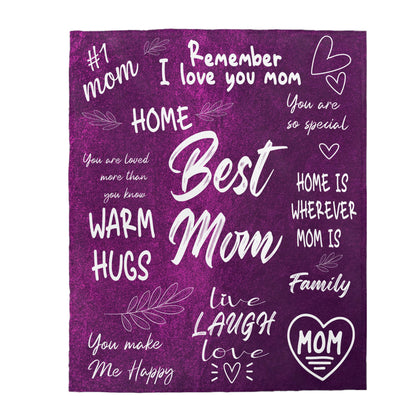 Best Mom Velveteen Plush Blanket