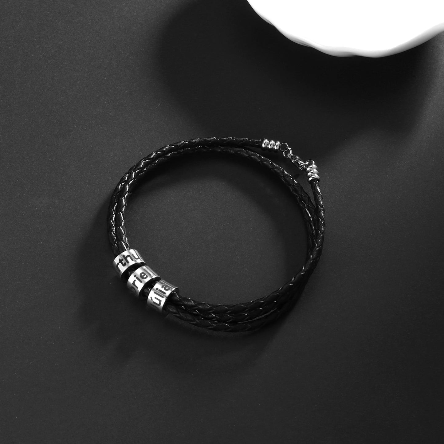 Men's Personalized Steel Name Engraved Rope Bracelet