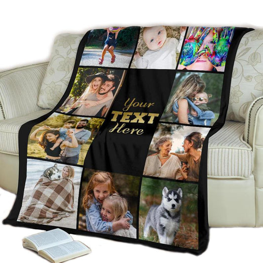 Custom Family Photo Blanket Gift For Mom And Dad
