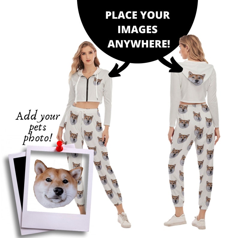 Pet Face Crop Top And Bottom Set - All Over Print Lounge Wear