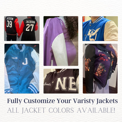 Custom Varsity Jacket - All-Season Light Weight, Adult Unisex Bomber jacket,Bomber,Varsity,Coat,Customized jacket,Wedding,Bride jacket,Team,