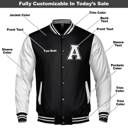 Custom Varsity Jacket - All-Season Light Weight, Adult Unisex Bomber jacket,Bomber,Varsity,Coat,Customized jacket,Wedding,Bride jacket,Team,