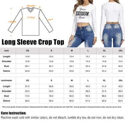 Custom Long Sleeve Crop Top,Photo Shirt, Crop Tops For Women,Ladies Custom Shirt, Cropped, Bridesmaid,Customized T-shirt,Personalized Shirt