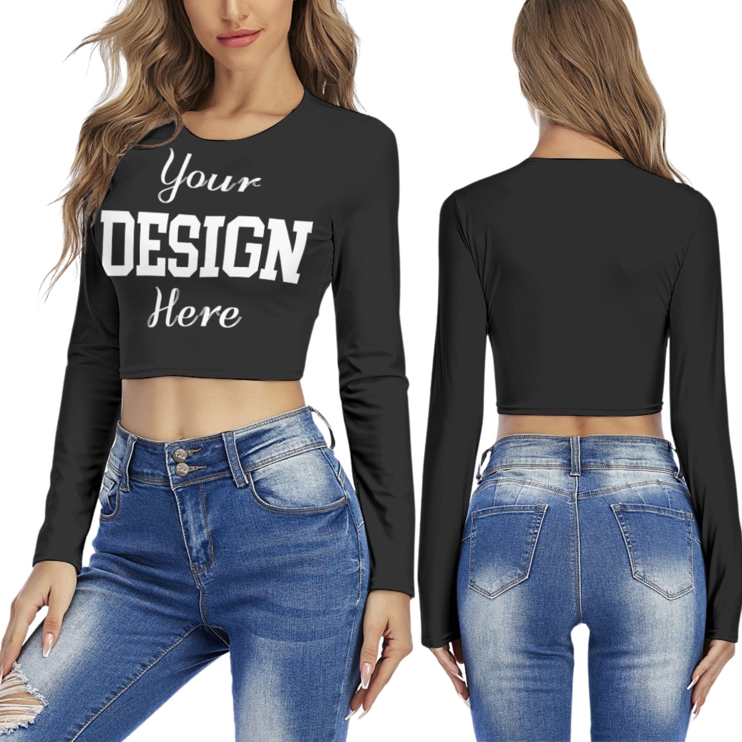 Custom Long Sleeve Crop Top,Photo Shirt, Crop Tops For Women,Ladies Custom Shirt, Cropped, Bridesmaid,Customized T-shirt,Personalized Shirt