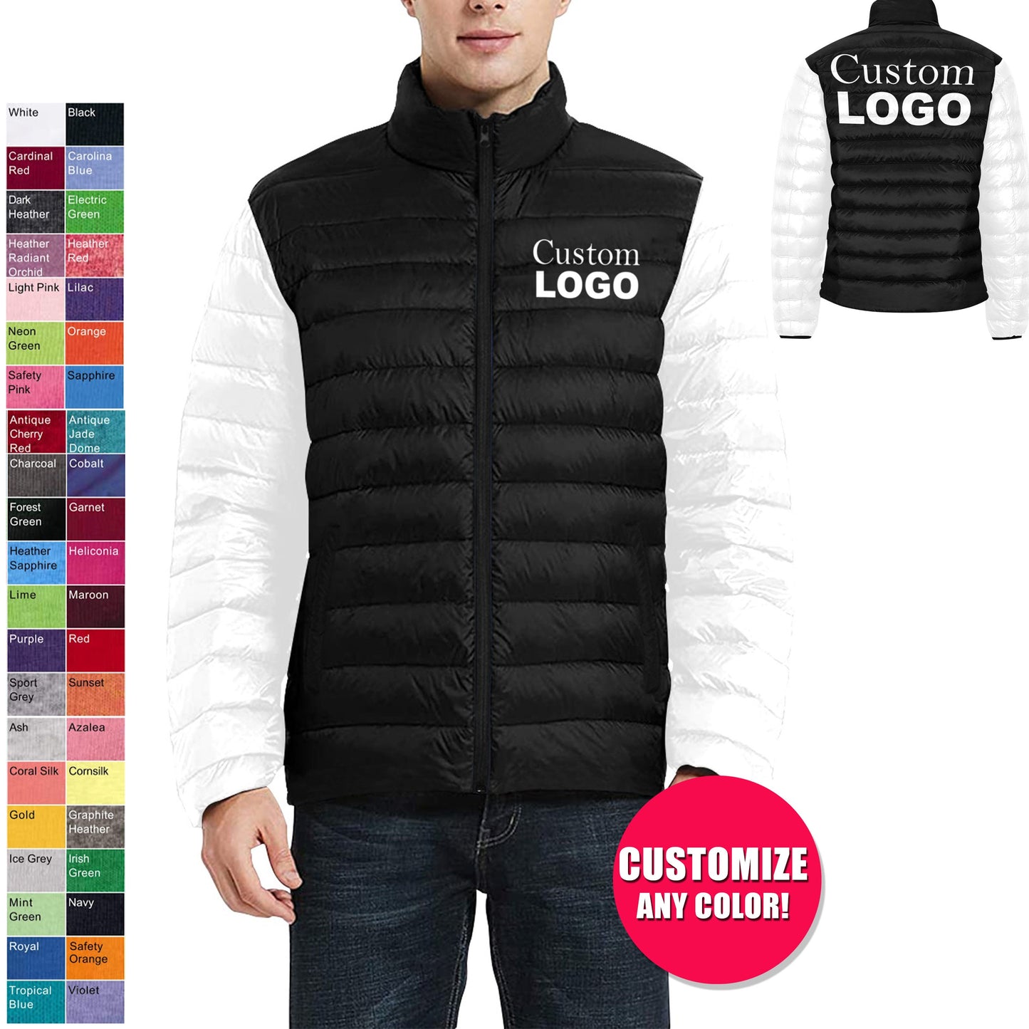Custom Colors Padded Jackets - Light Weight, Padded Bomber jacket, Bomber, Coat, Customized jacket, Wedding, Puffer jacket, Team Jacket,