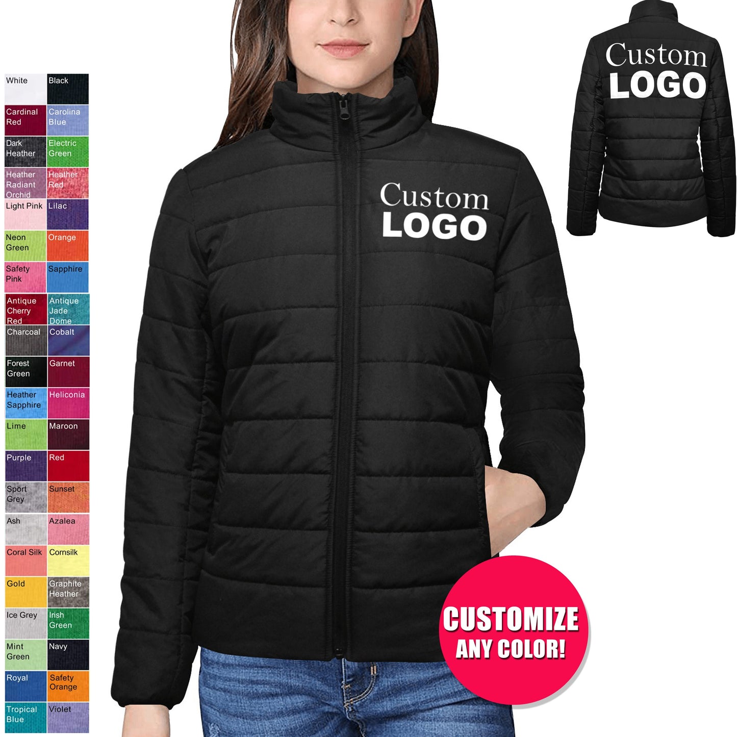 Custom Colors Padded Jackets - Light Weight, Padded Bomber jacket, Bomber, Coat, Customized jacket, Wedding, Puffer jacket, Team Jacket,