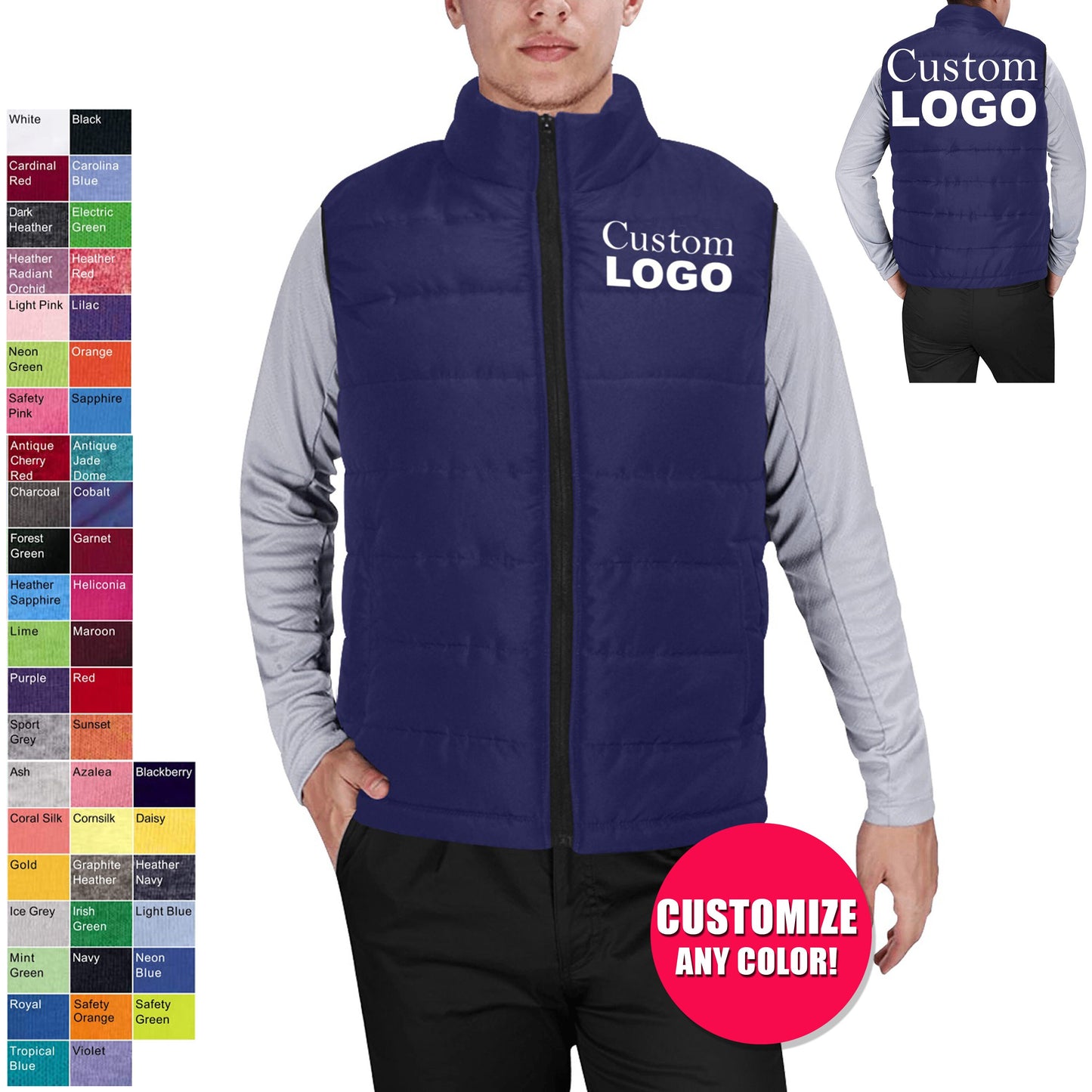 Custom Puffer Vest Jacket - Adult Padded jacket,Winter Jacket, Winter Vest,Coat,Customized jacket, Organization, School jacket,Team,