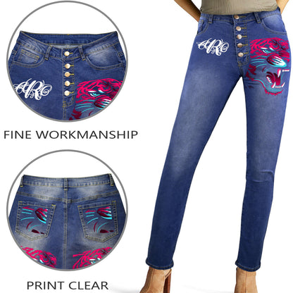 Custom Women Jeans, Add Your Own Text & Images, Cotton Jeans Customized Denim, Small To 2xl, Trendy Jeans,
