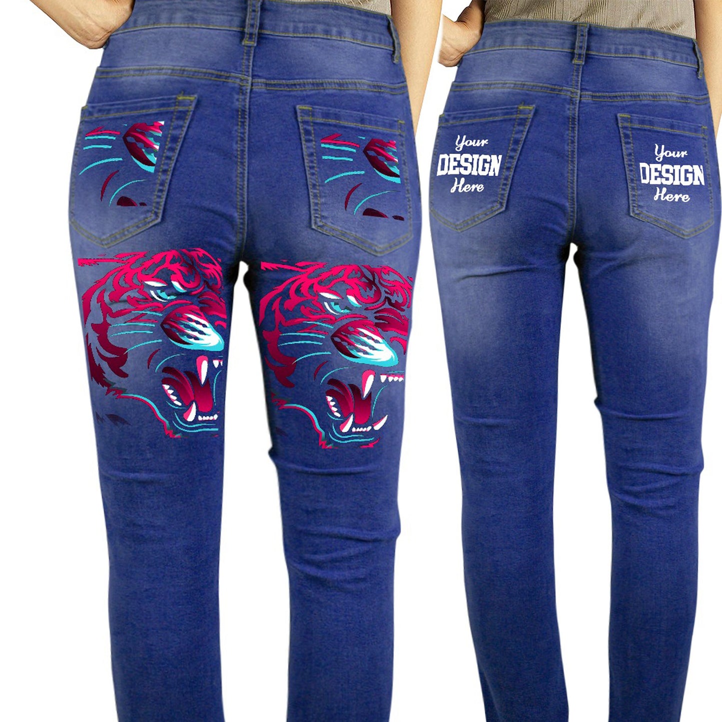 Custom Women Jeans, Add Your Own Text & Images, Cotton Jeans Customized Denim, Small To 2xl, Trendy Jeans,